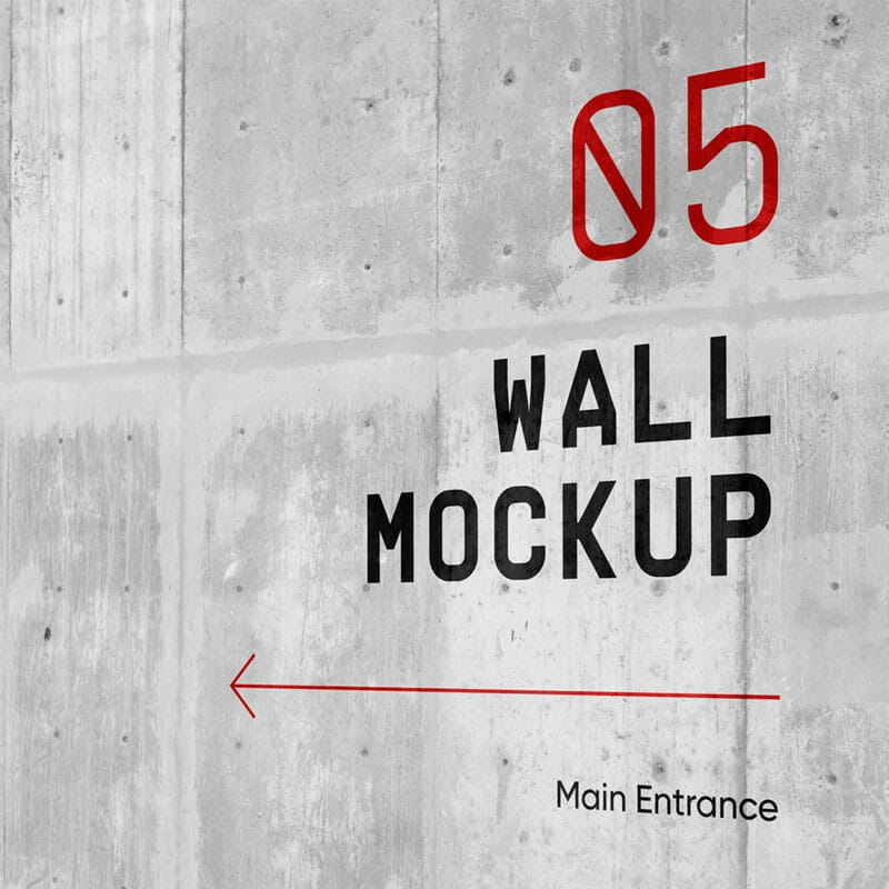 Free Concreate Wall Wayfinding Mockup PSD