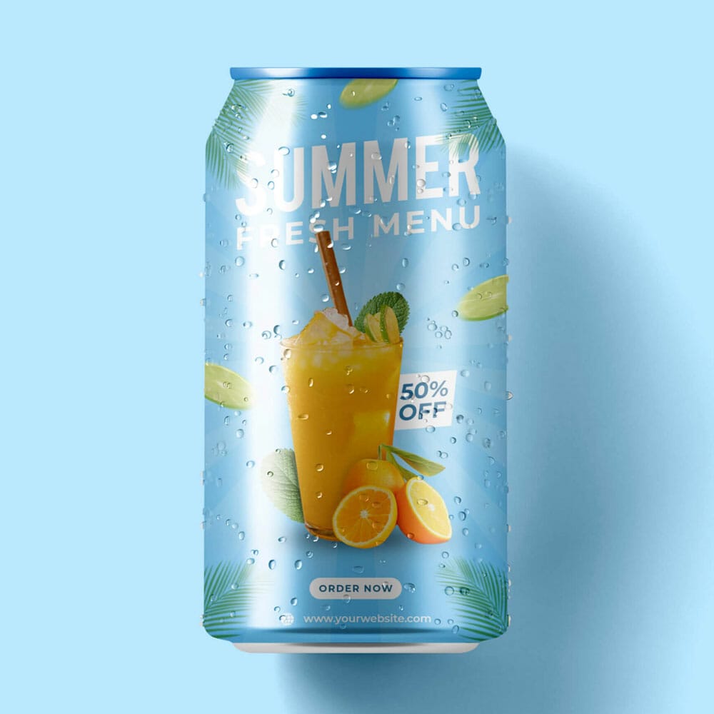 Free Drink Packaging Mockup PSD Template
