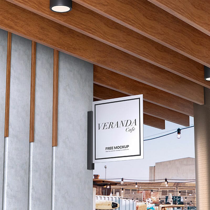 Free Elegant Shop Sign Mockup PSD