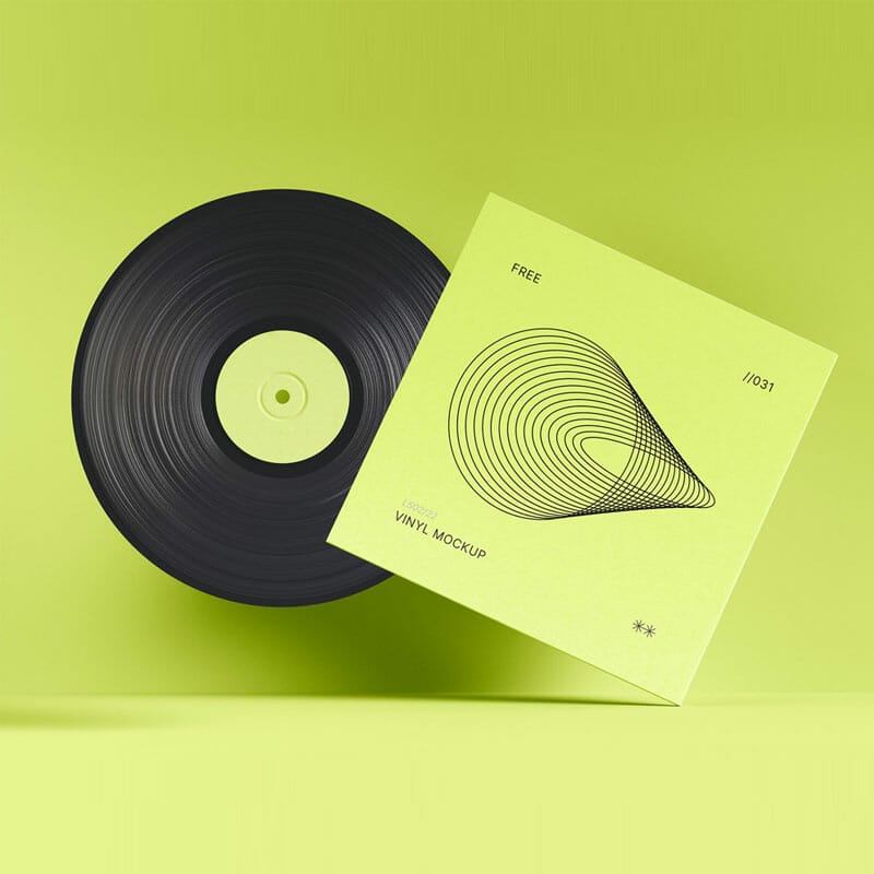 Free Elegant Vinyl And Cover PSD Mockup