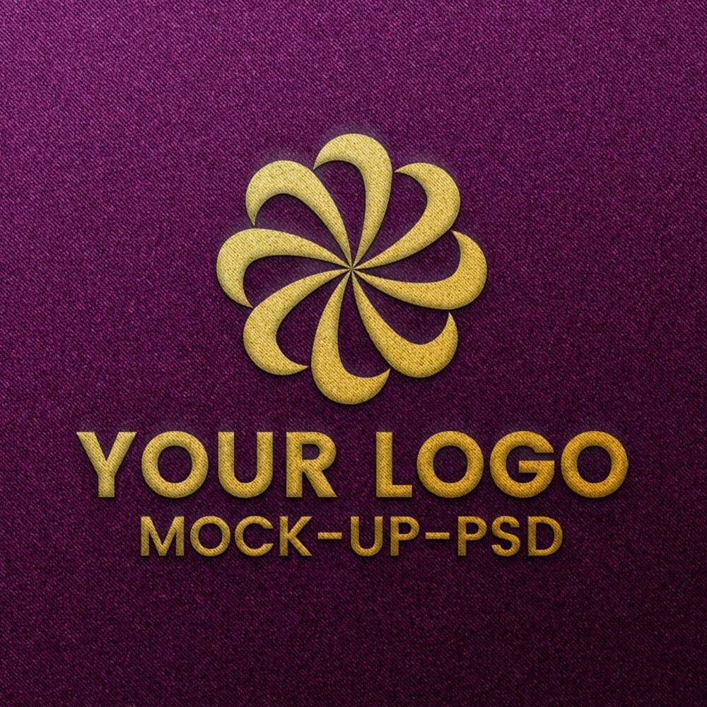 Free Embroidered Stitched Logo Mockup On Pink Fabric PSD