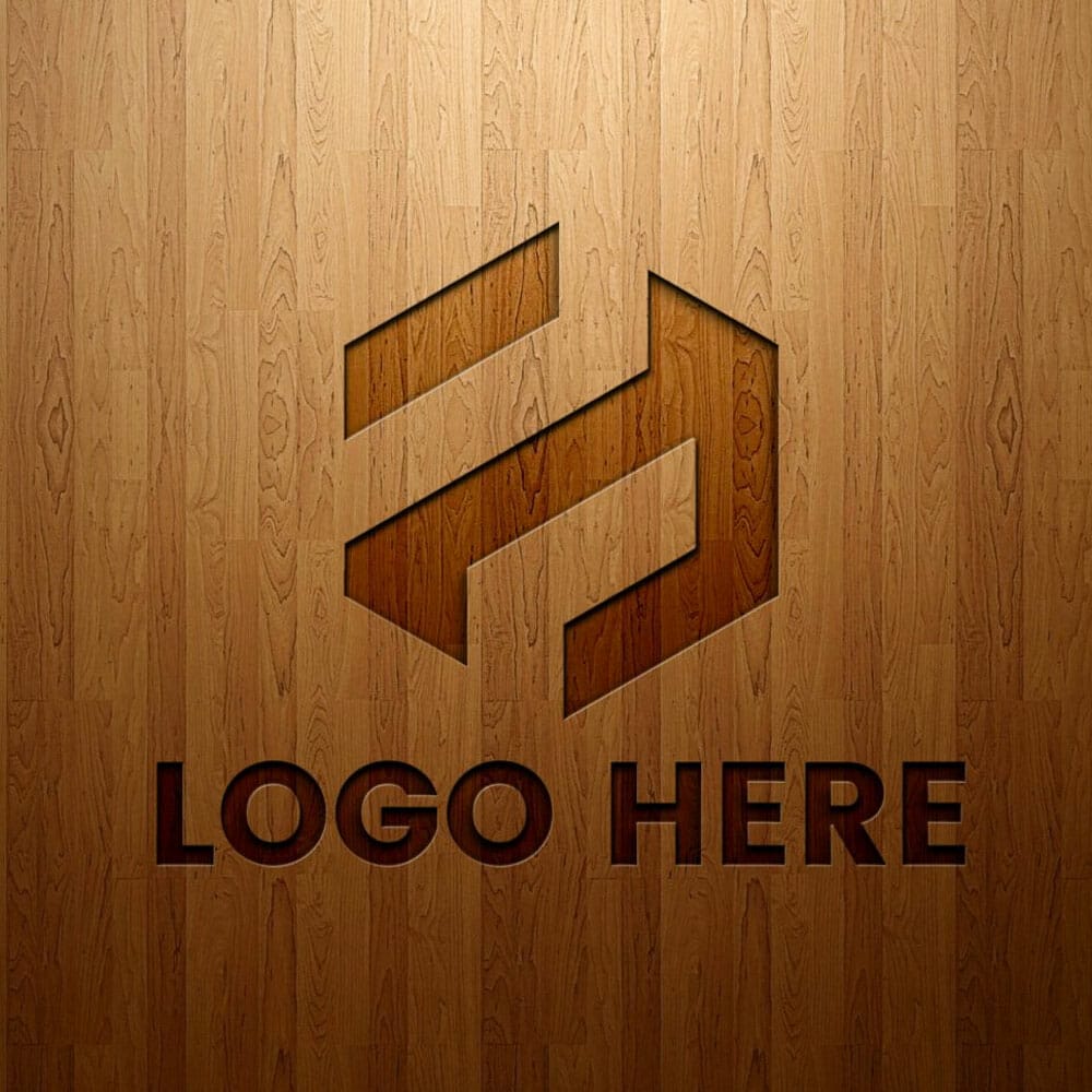 Free Engraved Logo Mockup On Wood PSD