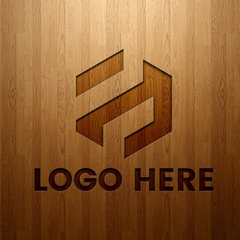 Free Engraved Logo Mockup On Wood PSD