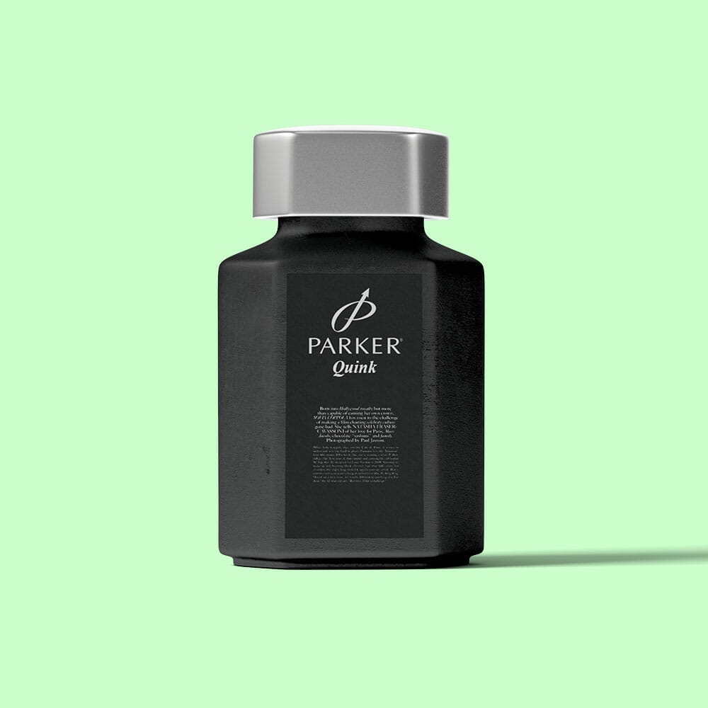Free Front View Ink Bottle Mockup PSD
