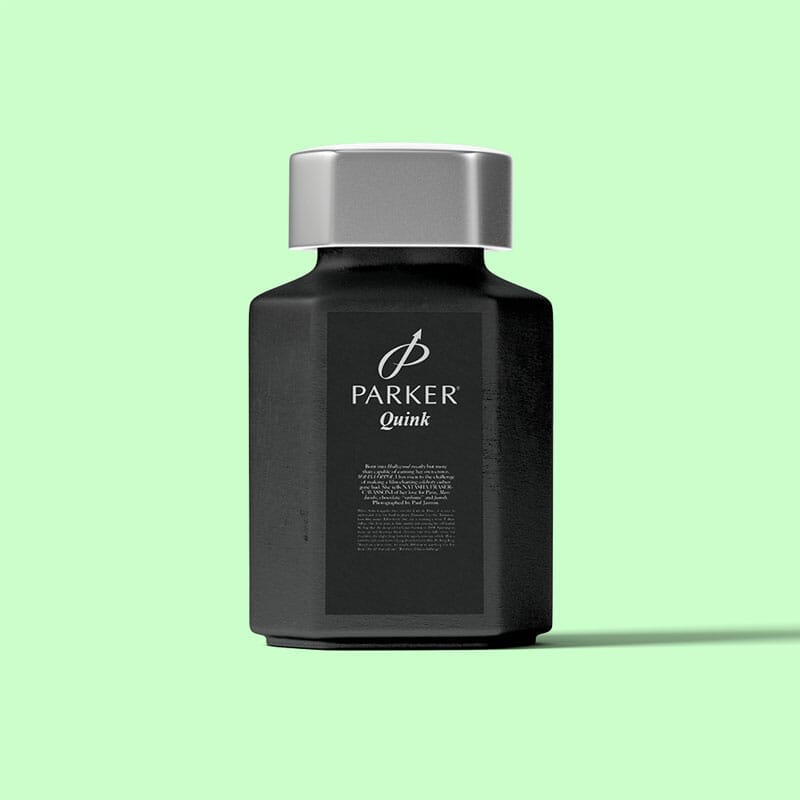 Free Front View Ink Bottle Mockup PSD