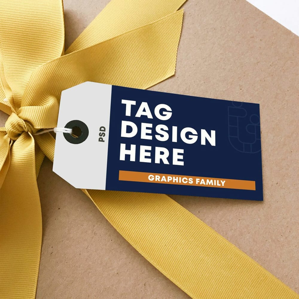 Free Gift Tag Design Mockup PSD