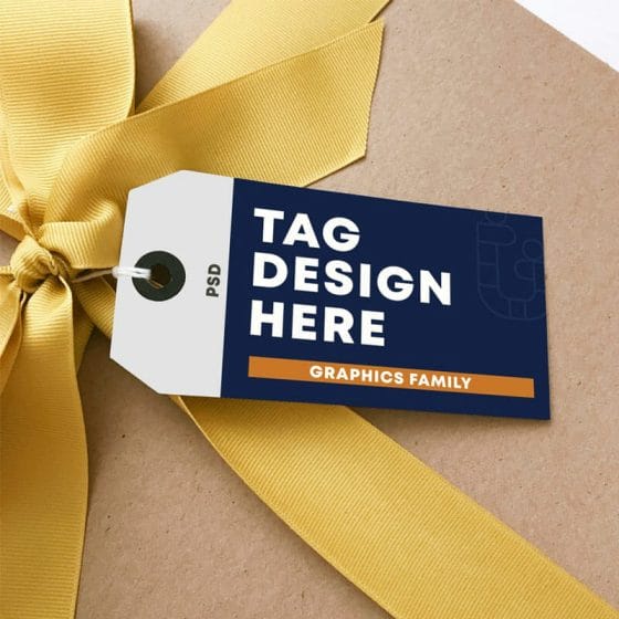 Free Gift Tag Design Mockup PSD