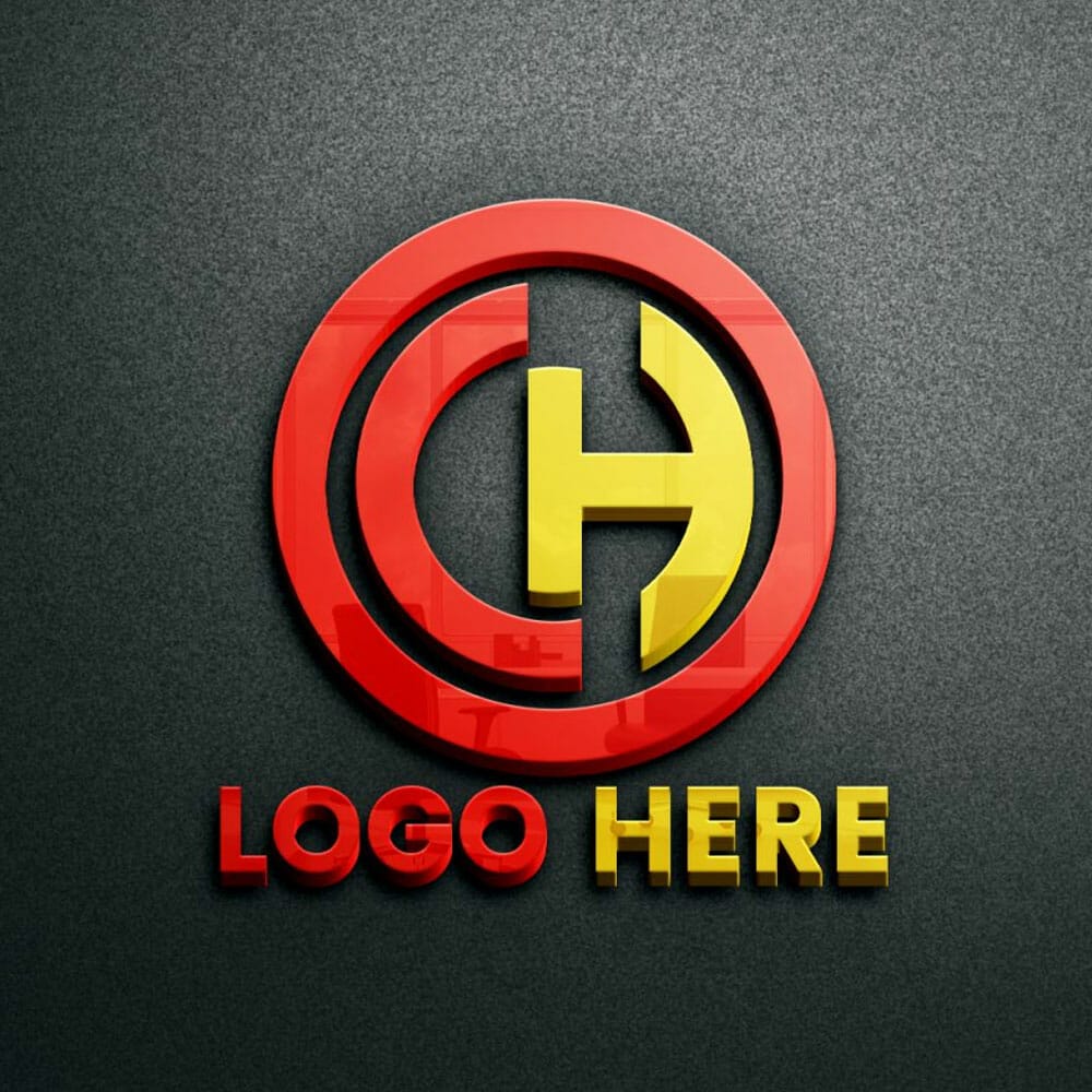 Free Glass 3D Logo Mockup On Black Wall PSD