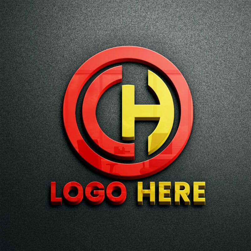 Free Glass 3D Logo Mockup On Black Wall PSD