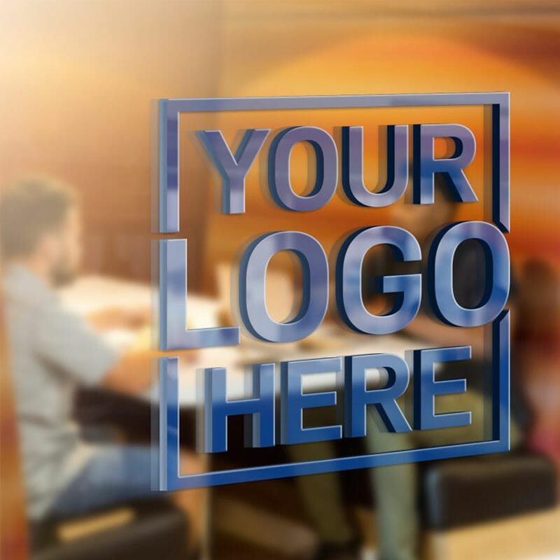 Free Glass Logo Mockup With Orange 3D Logo PSD