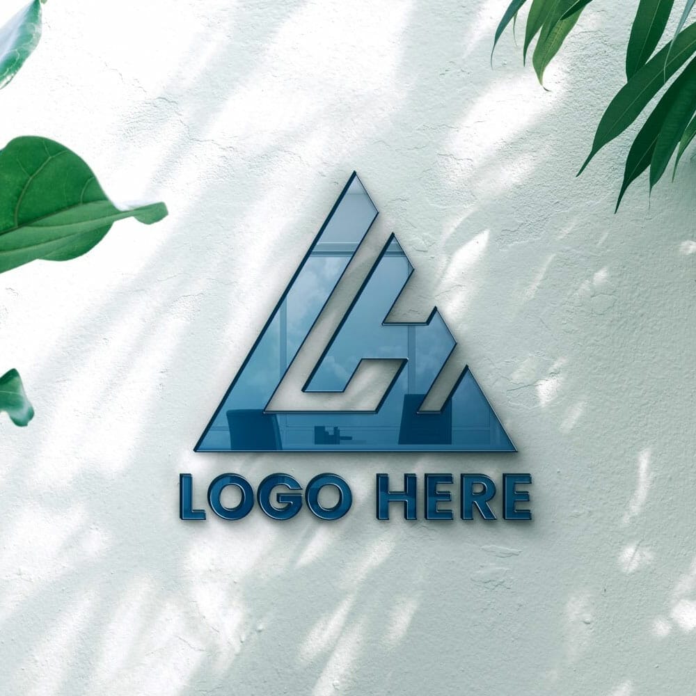 Free Glass Logo Mockup With White Wall PSD
