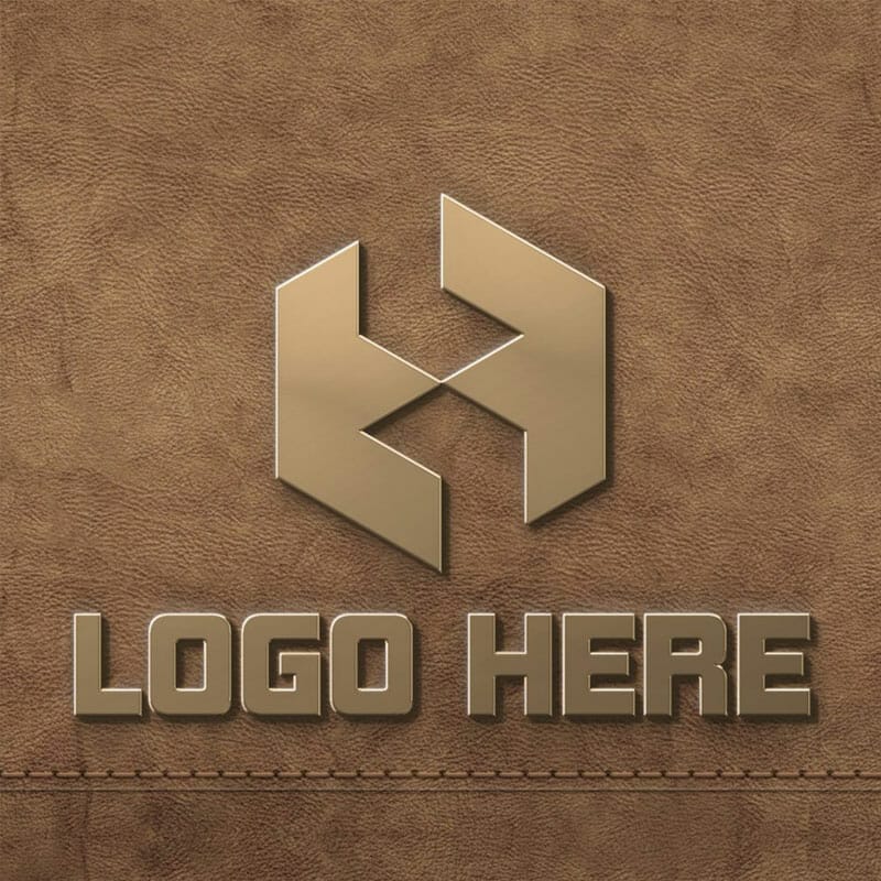 Free Golden Logo Mockup On Leather Background PSD