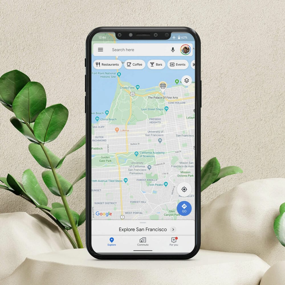 Free Google Map Mockup On Phone PSD Template