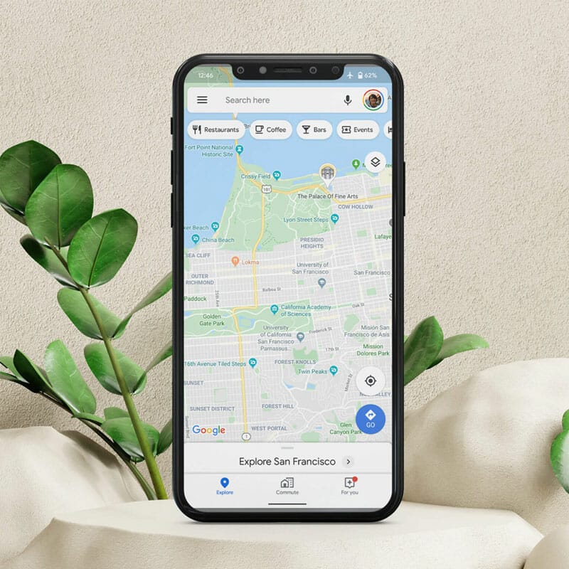 Free Google Map Mockup On Phone PSD Template