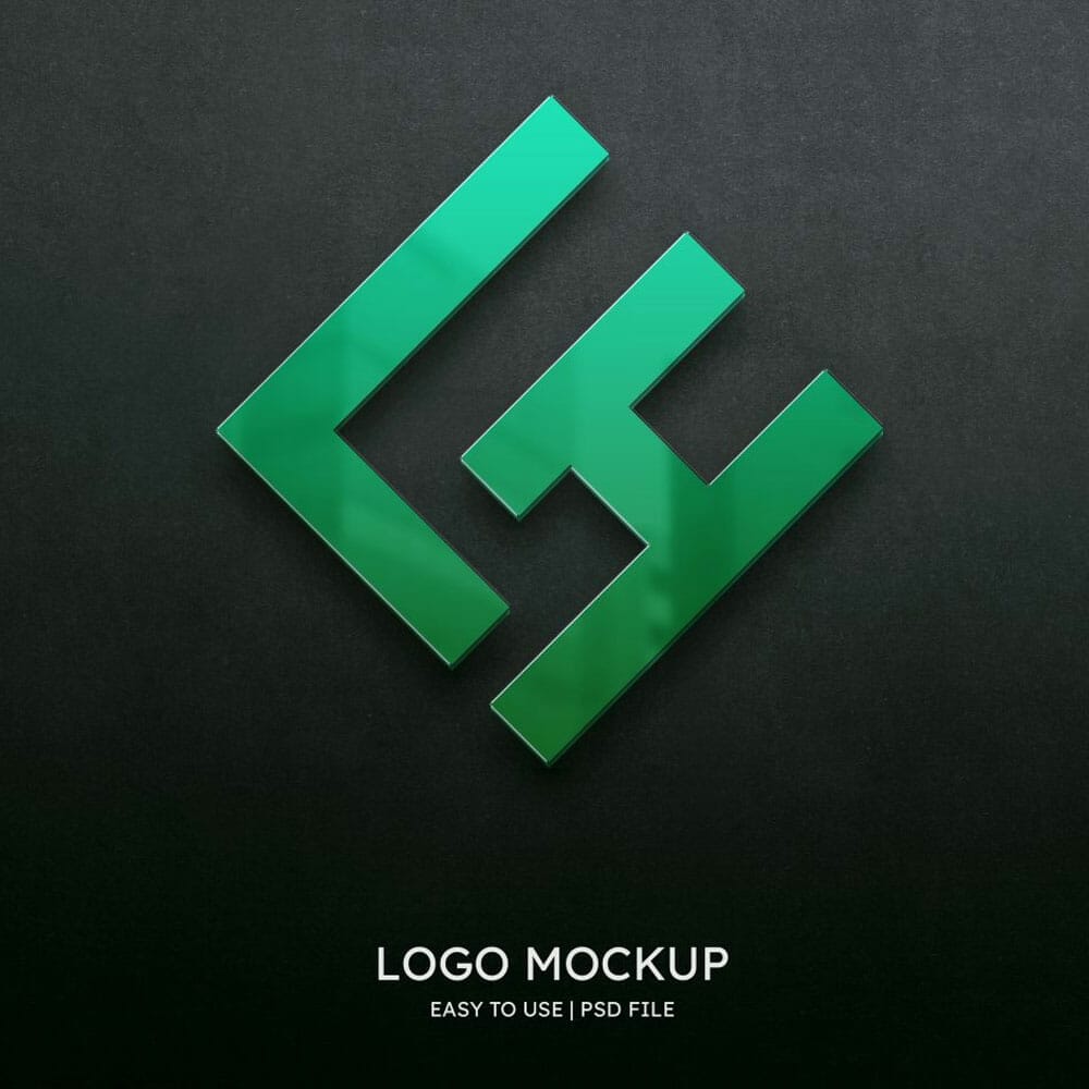 Free Green Glass Logo Mockup PSD