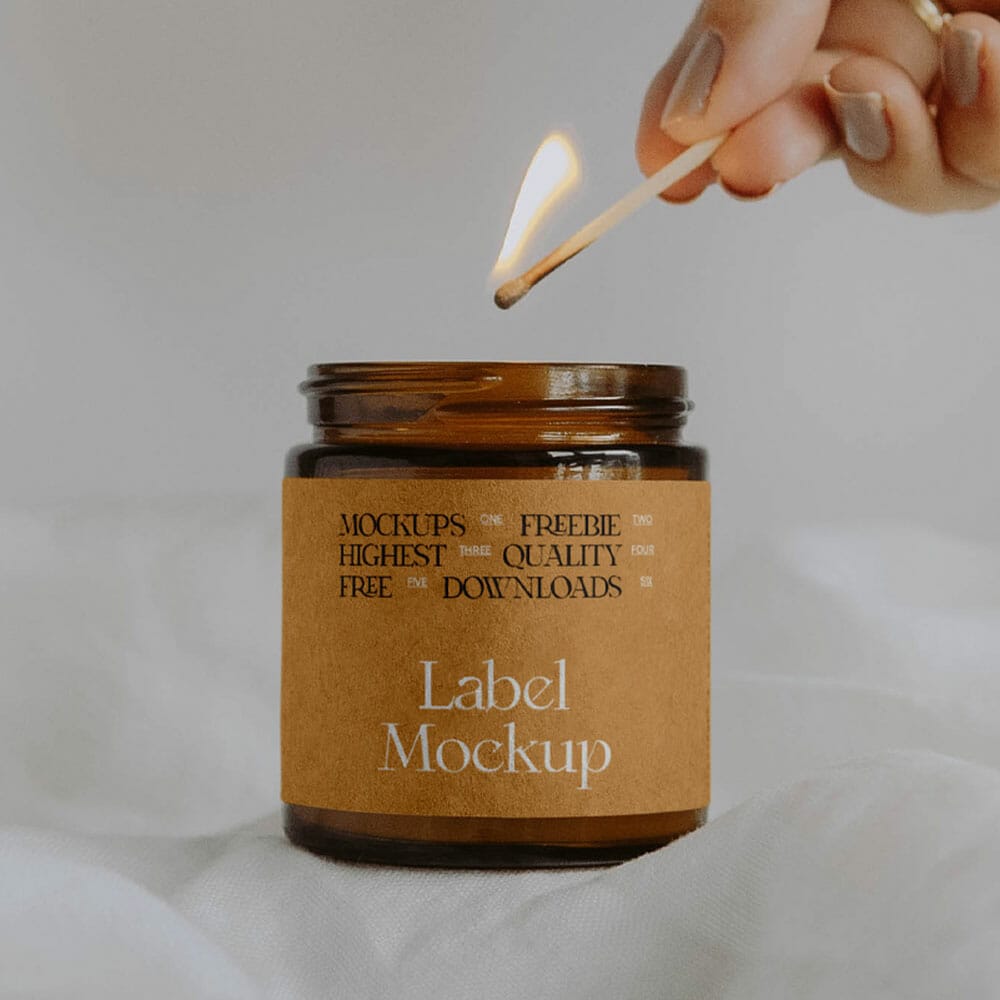 Free Hand Light Candle Mockup PSD