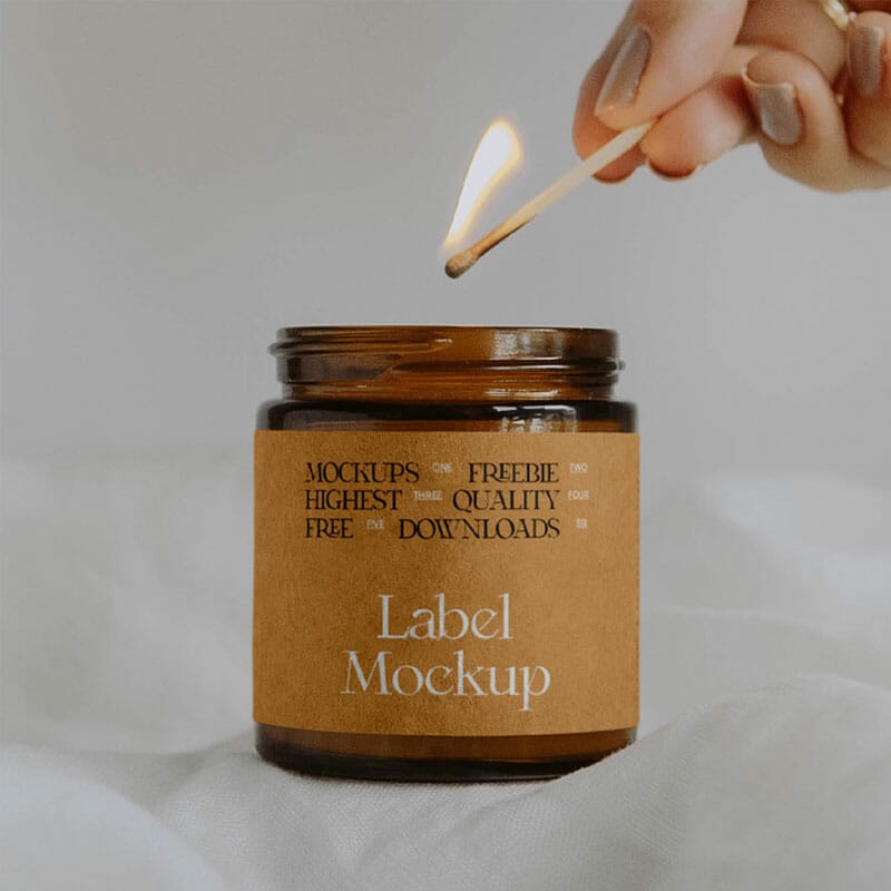 Free Hand Light Candle Mockup PSD