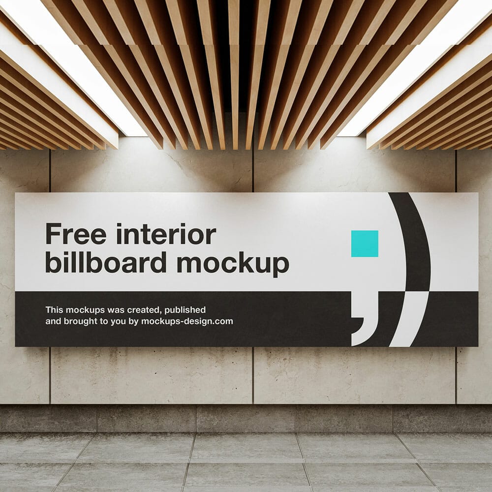 Free Interior Billboard Mockup PSD