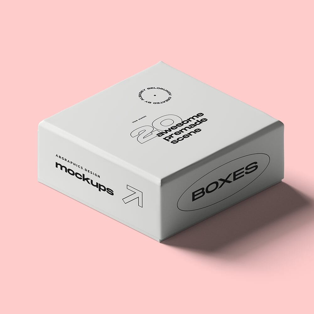 Free Isometric Box Mockup PSD