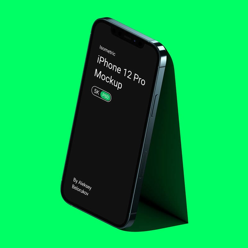 Free Isometric iPhone 12 Pro Mockup PSD