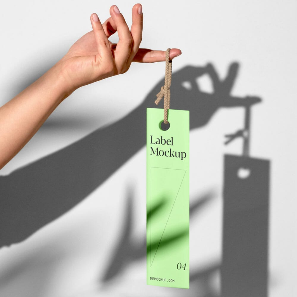 Free Label With Hand Mockup PSD