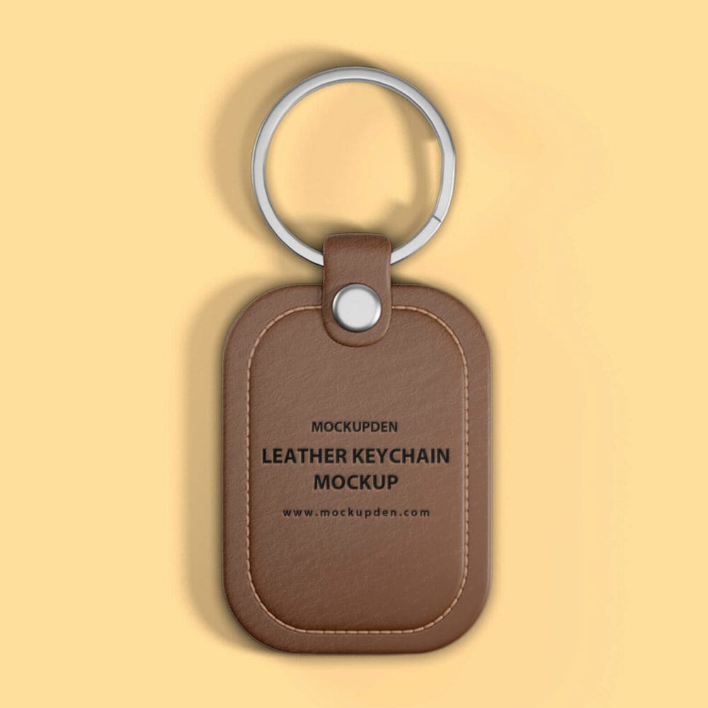 Free Leather Keychain Mockup PSD Template