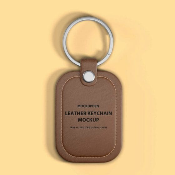 Free Leather Keychain Mockup PSD Template