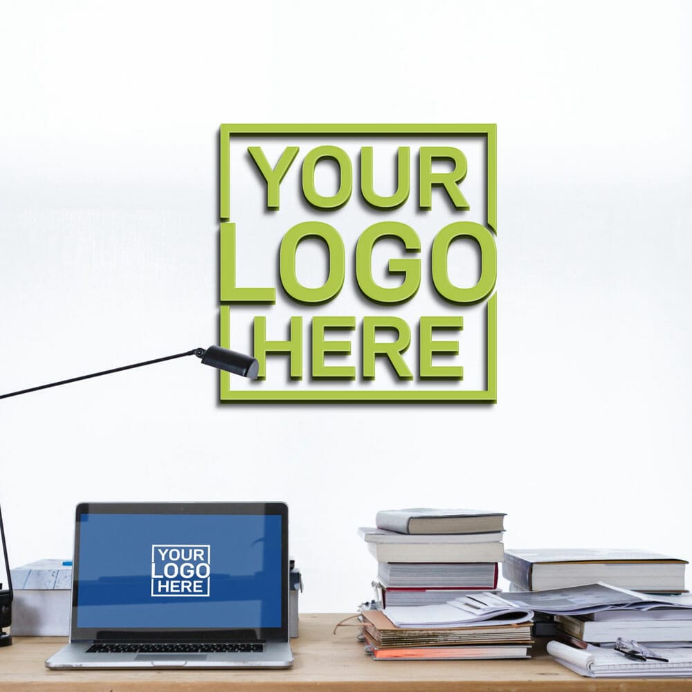 Free MacBook Office Logo Mockup PSD