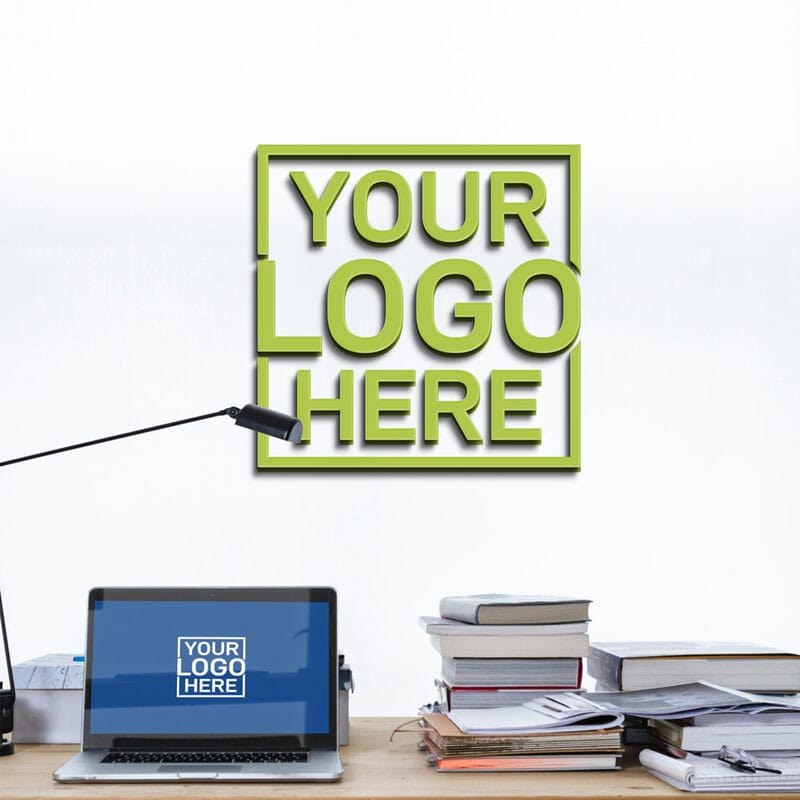 Free MacBook Office Logo Mockup PSD