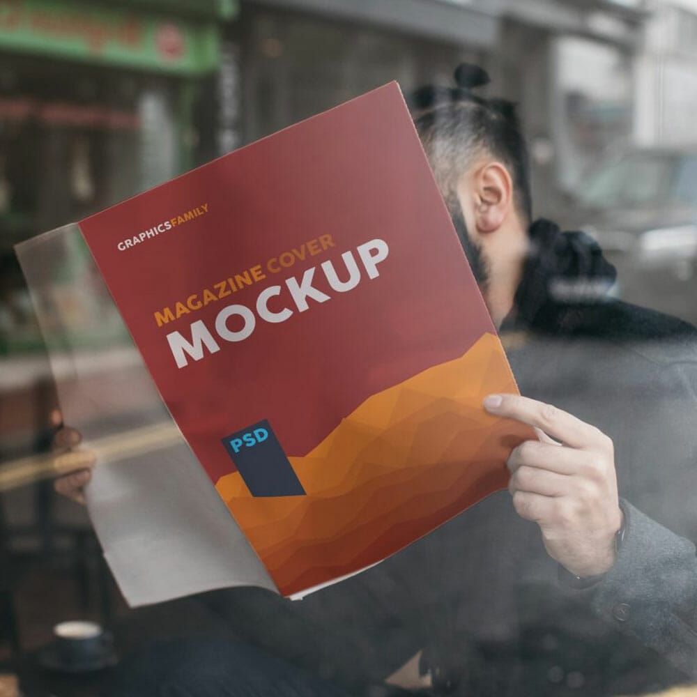 Free Magazine Reading Mockup PSD