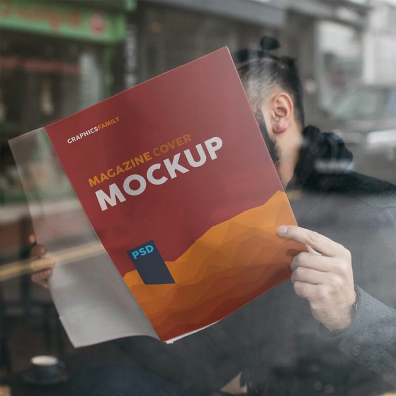 Free Magazine Reading Mockup PSD