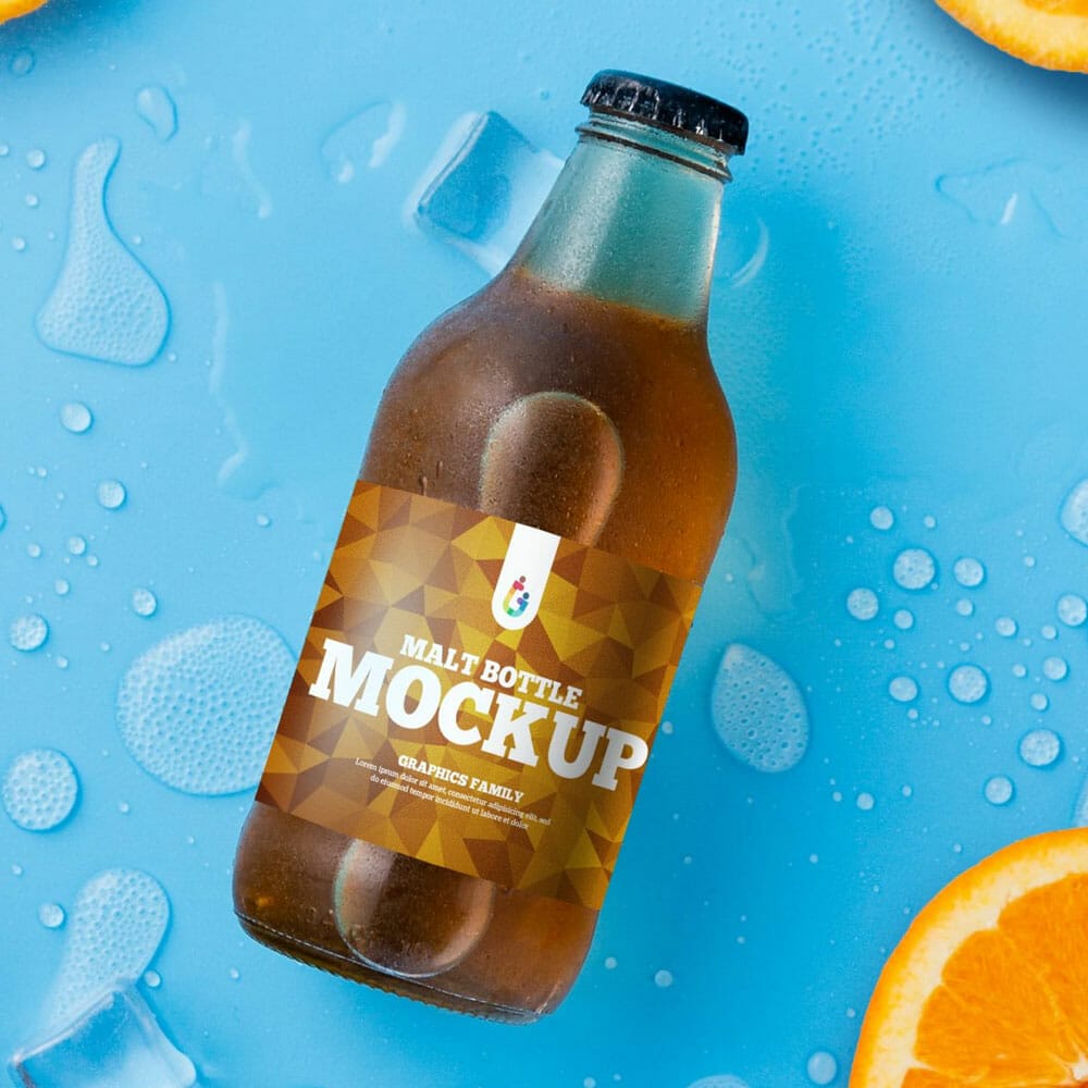 Free Malt Bottle Mockup PSD