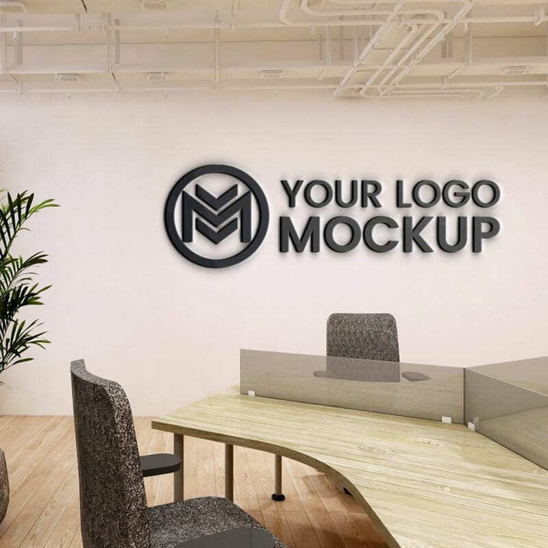 Free Meeting Room Office Wall Logo Mockup Design PSD