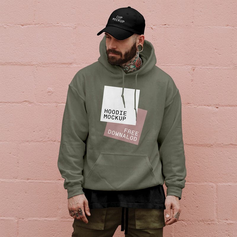 Free Men In Hoodie Mockup PSD