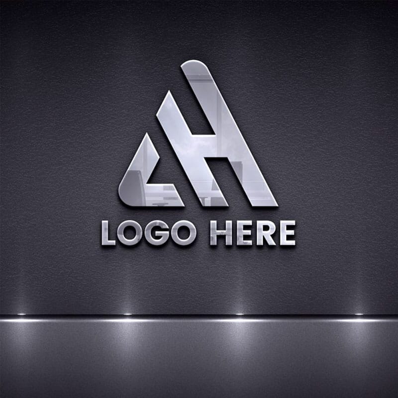 Free Metallic Logo Mockup On Dark Wall PSD