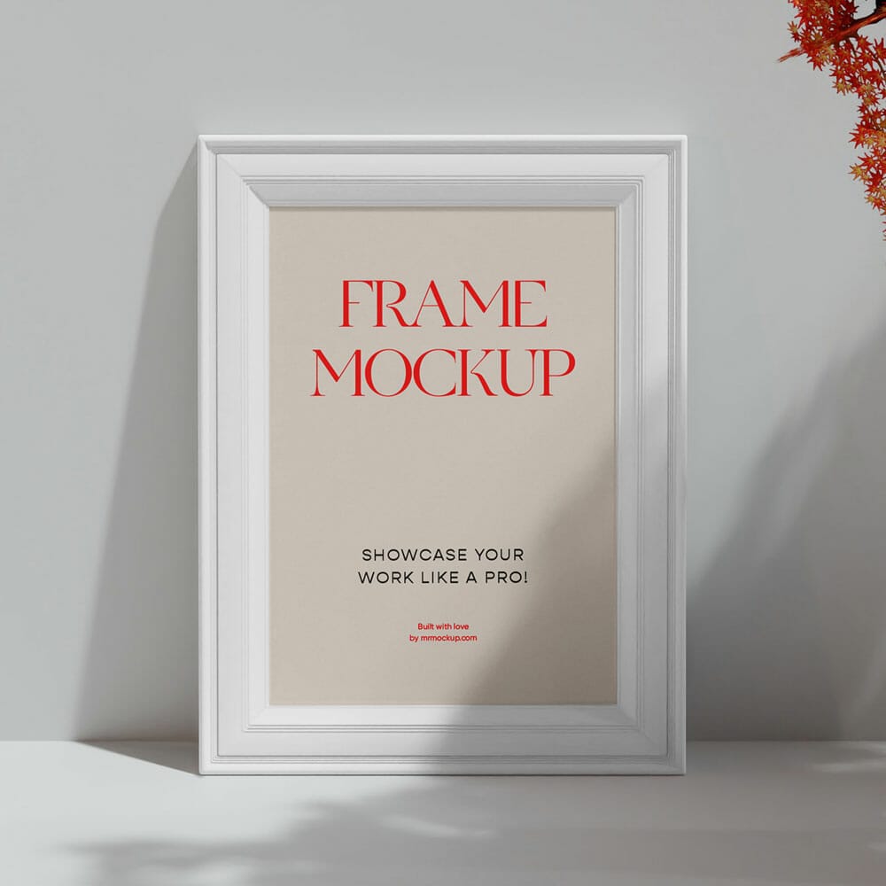 Free Mini Frame With Flower Mockup PSD