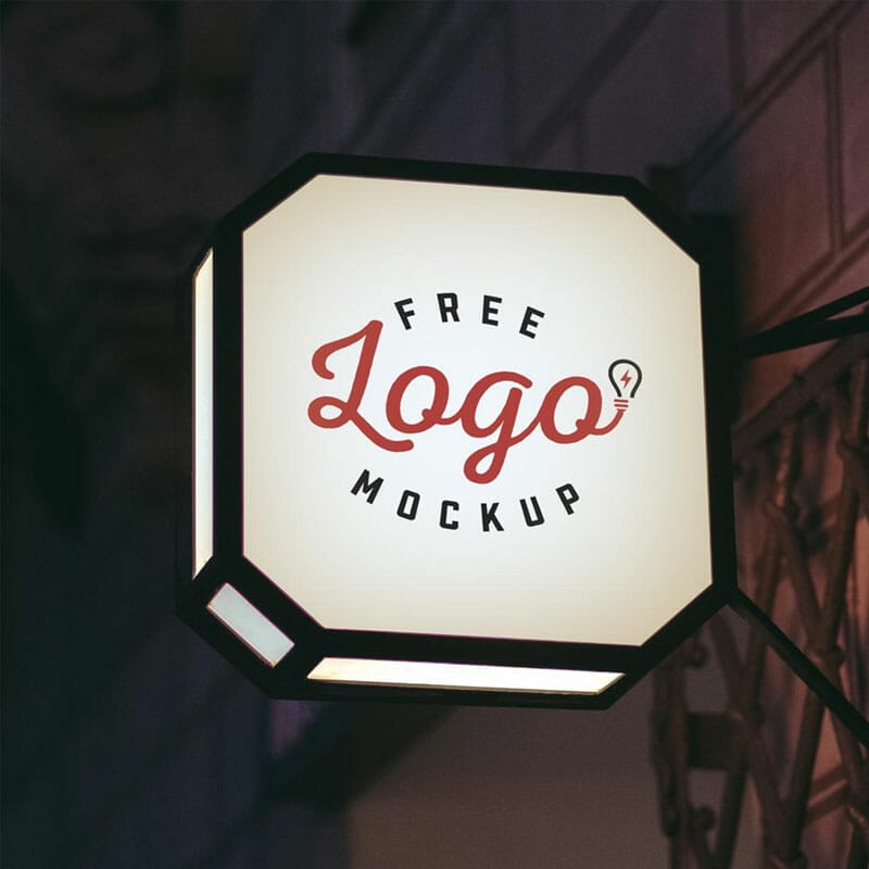 Free Octagon Backlit Signage Mockup PSD