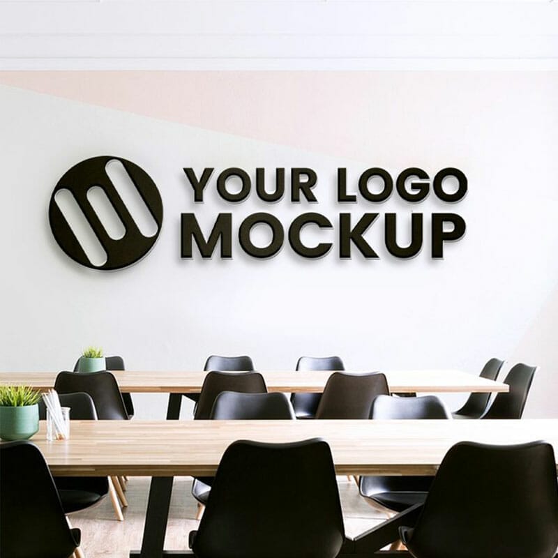 Free Office Background Logo Mockup PSD