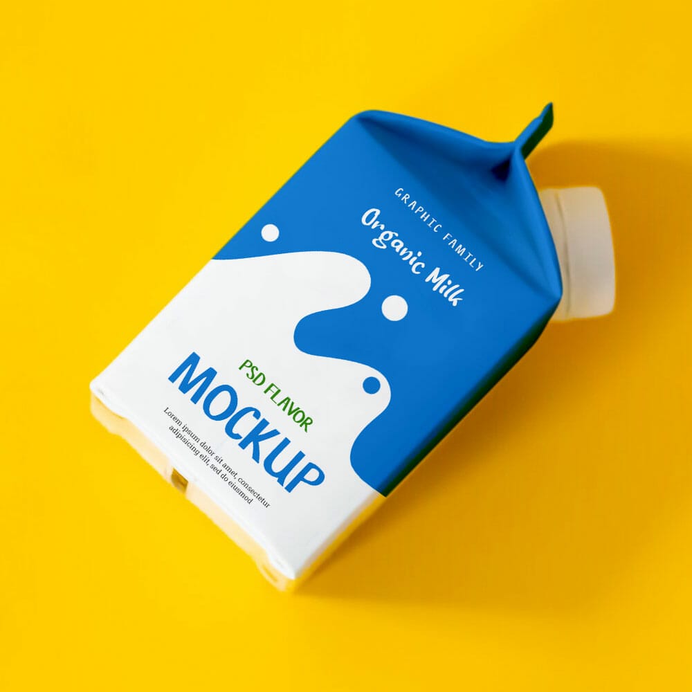 Free Organic Milk Bottle Mockup PSD