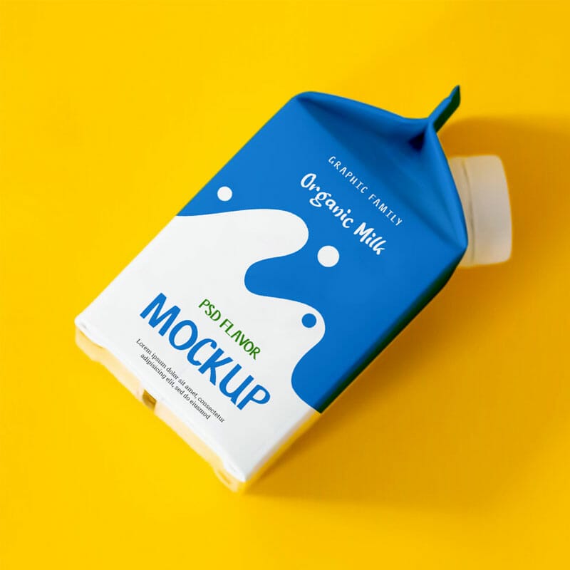 Free Organic Milk Bottle Mockup PSD