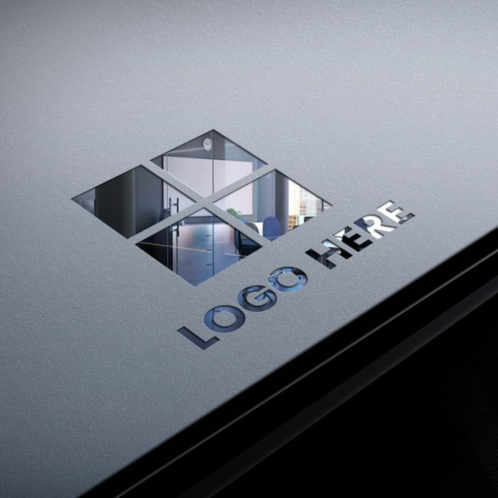 Free Photorealistic 3D Glass Cutting Logo Mockup PSD