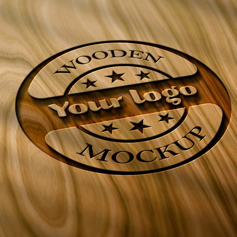 Free Photorealistic Laser cut Engraved Wood Logo Mockup PSD