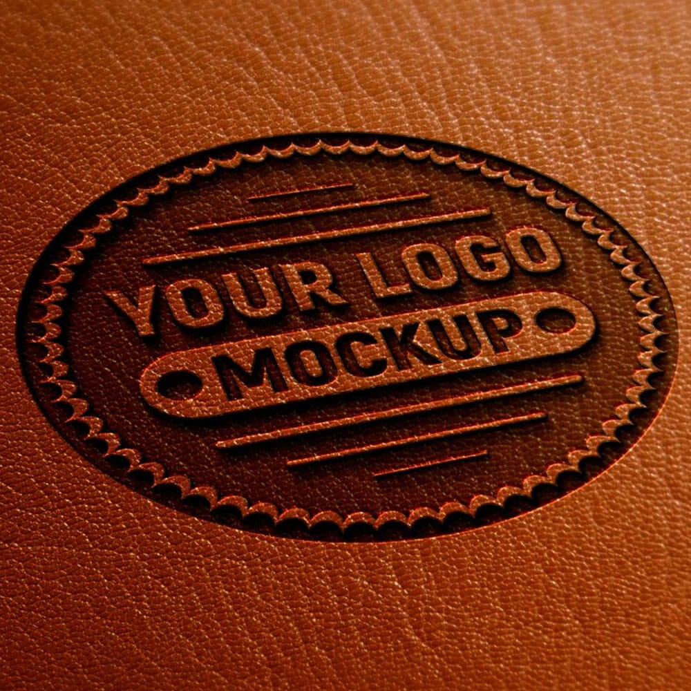 Free Photorealistic Leather Logo Mockup PSD