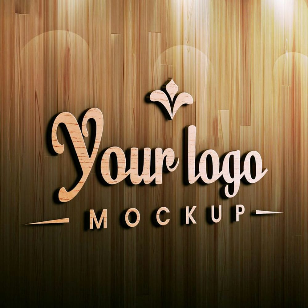 Free Photorealistic Wood Logo Mockup PSD