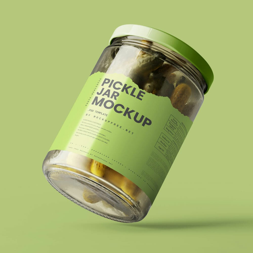 Free Pickle Jar Mockup PSD