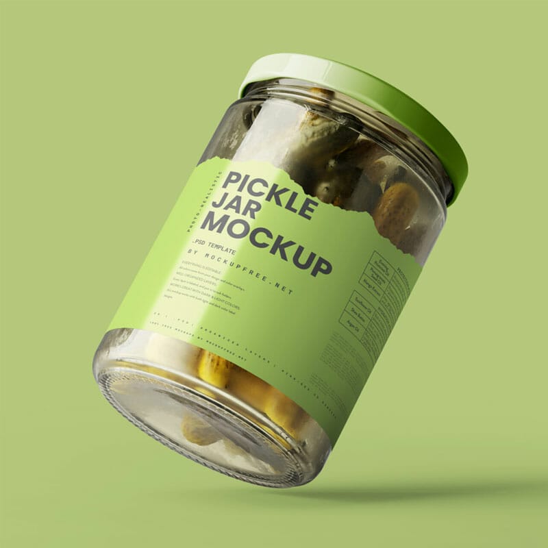 Free pickle jar mockup psd css author