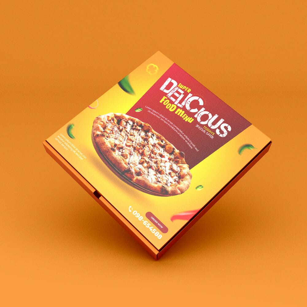 Free Pizza Box PSD Mockup