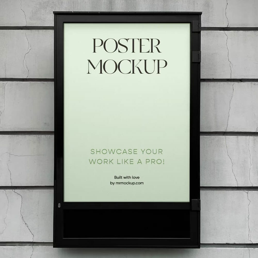 Free Poster On Building Wall Mockup PSD