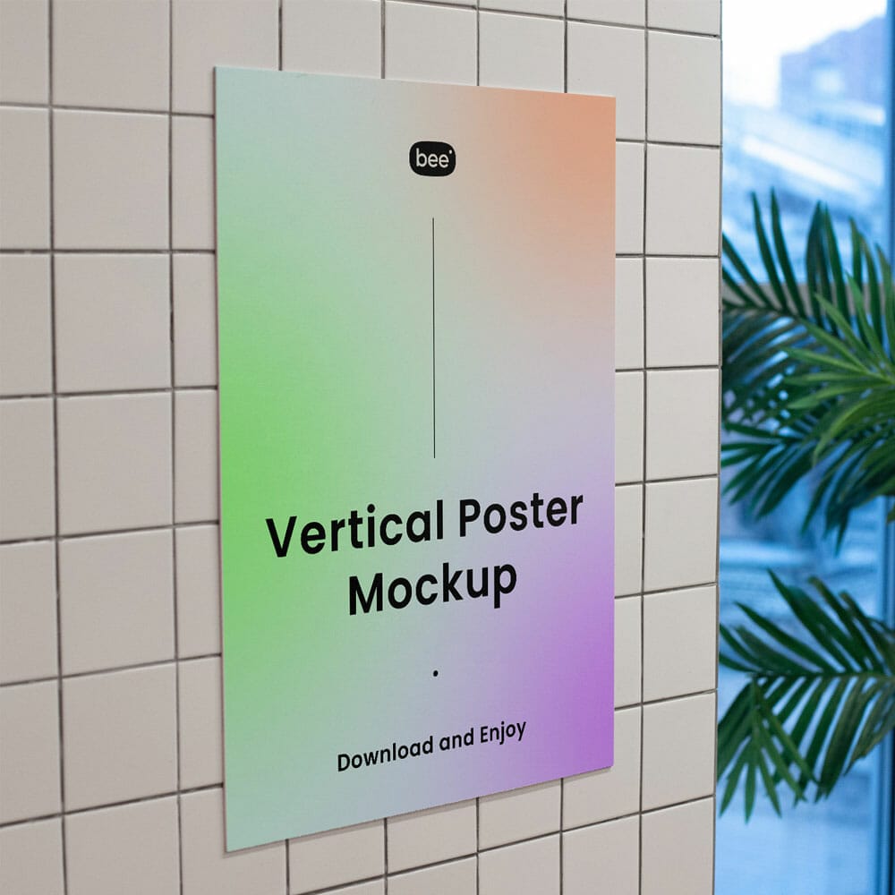 Free Poster On White Wall Mockup PSD