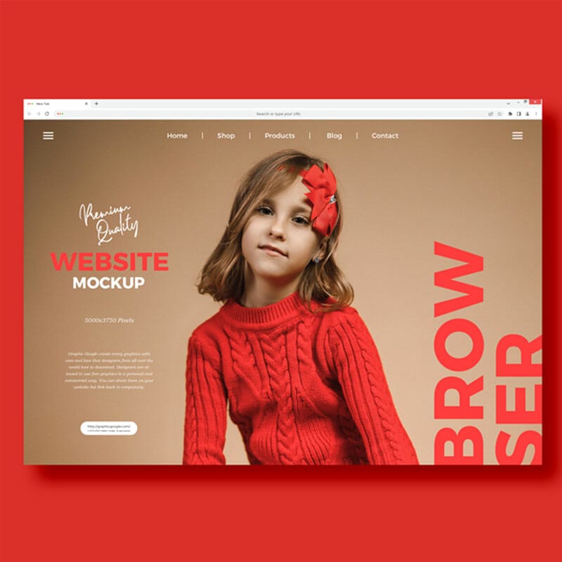Free Premium Browser Website Mockup PSD